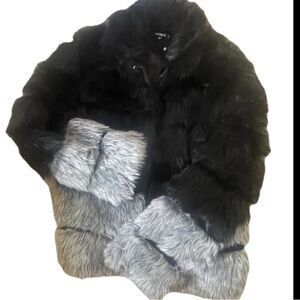 Missguided Black and Gray Teddy Jacket